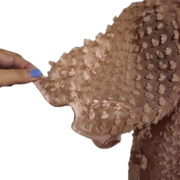 NWT MINE Short sleeve Dusty Rose Color Top With beautiful detail Size Large NWT - Picture 3 of 7